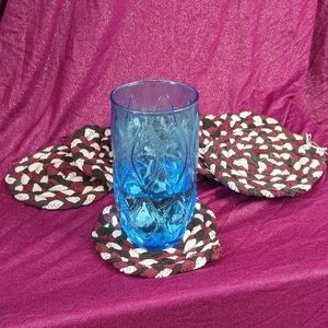 Upcycled braided red white and black coasters (2 of 7)